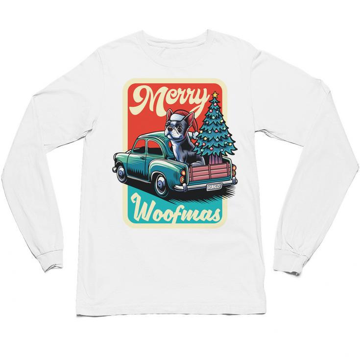 Boston Terrier Merry Christmas Tree Truck Santa Dog X-Mas Unisex Long Sleeve T-Shirt