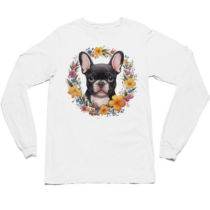 Boston Terrier Mom Floral Bostie Dog Lover Flowers Cute Unisex Long Sleeve T-Shirt