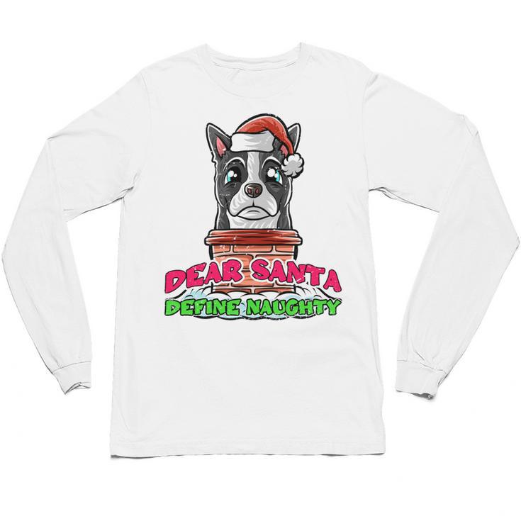 Boston Terrier Santa Claus Christmas Dog Unisex Long Sleeve T-Shirt