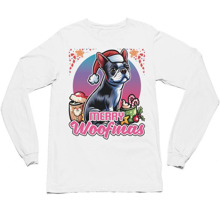 Boston Terrier Santa Claus Coffee Mug Merry Christmas Dogs Unisex Long Sleeve T-Shirt, trending gift