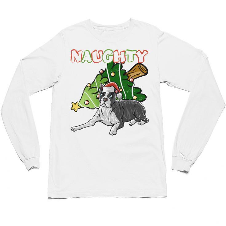 Boston Terrier Santa Claus Hat Merry Christmas Dog X-Mas Unisex Long Sleeve T-Shirt