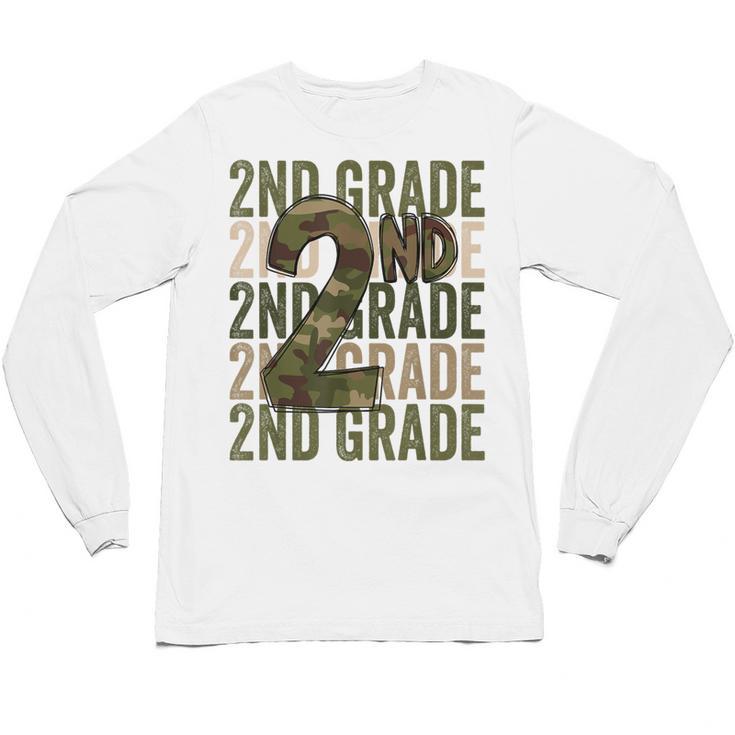 Camo Team 2nd Grade Squad Back To School Teacher Kids Boys Unisex Long Sleeve T-Shirt