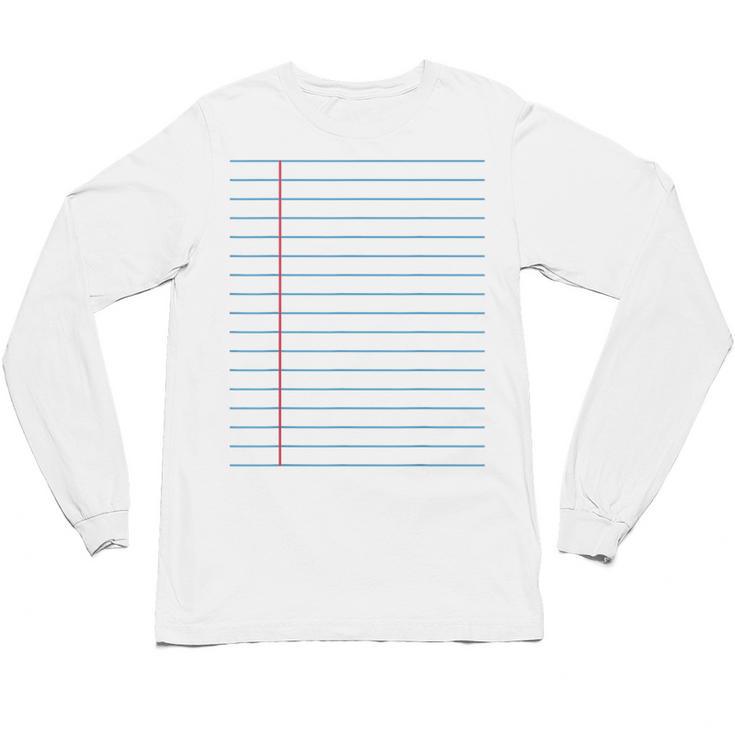 College Ruled Lined Paper Student Teacher Professor Costume Unisex Long Sleeve T-Shirt