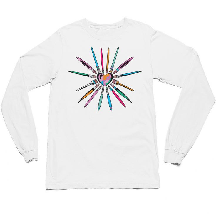 Cool Brush Heart Shape Art Teacher Paint For Artist Painter Unisex Long Sleeve T-Shirt