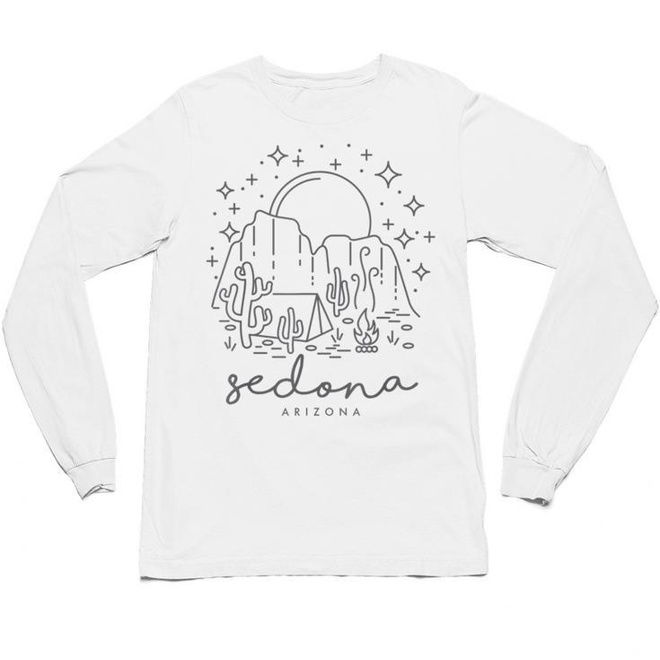 Cool Vintage Cactus Sedona Arizona Camping Souvenir Unisex Long Sleeve T-Shirt
