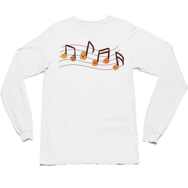 Fall Music Teacher Halloween Pumpkin Music Note Fall Teacher Unisex Long Sleeve T-Shirt