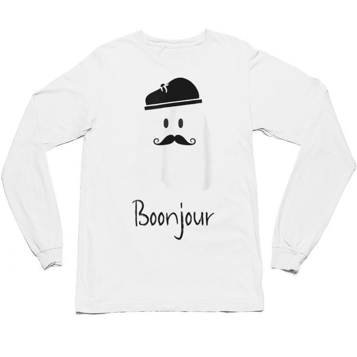 French Teacher Halloween Bonjour Ghost Unisex Long Sleeve T-Shirt
