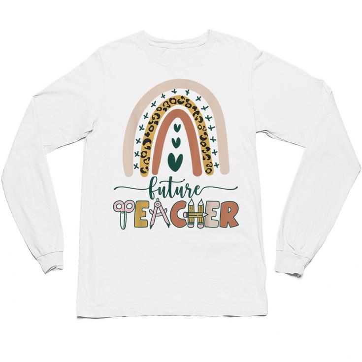 Future Teacher Boho Rainbow Leopard New Grad Student Unisex Long Sleeve T-Shirt