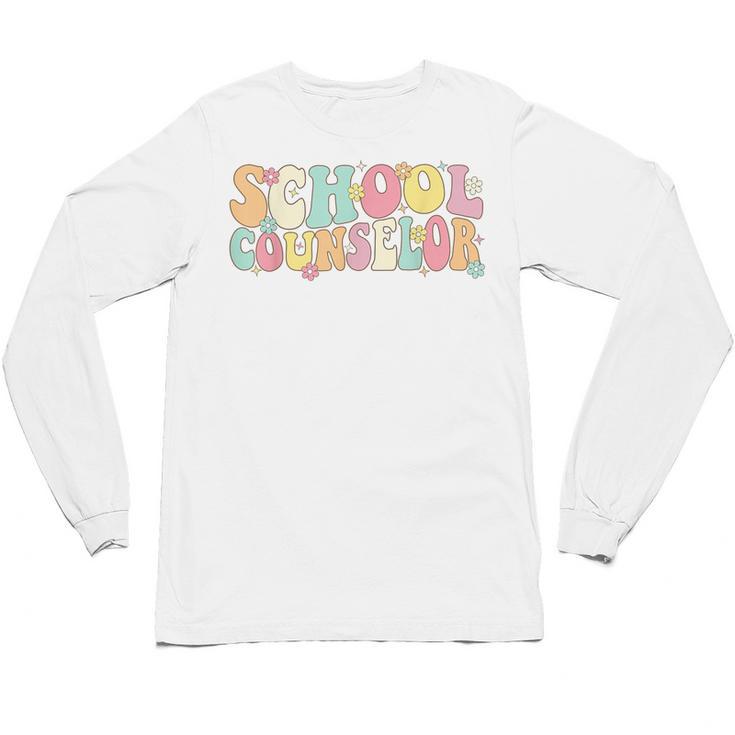 Groovy School Counselor Back To School Teacher Counseling Unisex Long Sleeve T-Shirt