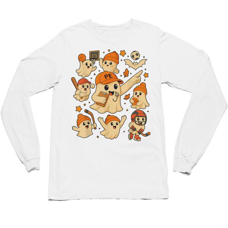 Halloween PE Teacher Costume Ghost Physical Education Unisex Long Sleeve T-Shirt
