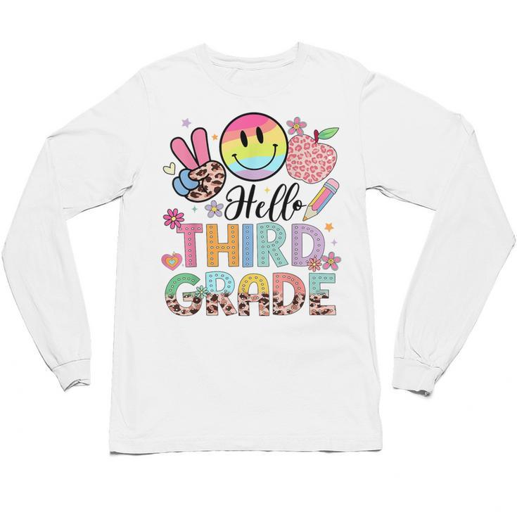 Hello 3rd Grade Boy Girl Teacher Back To School 3rd Grade Unisex Long Sleeve T-Shirt