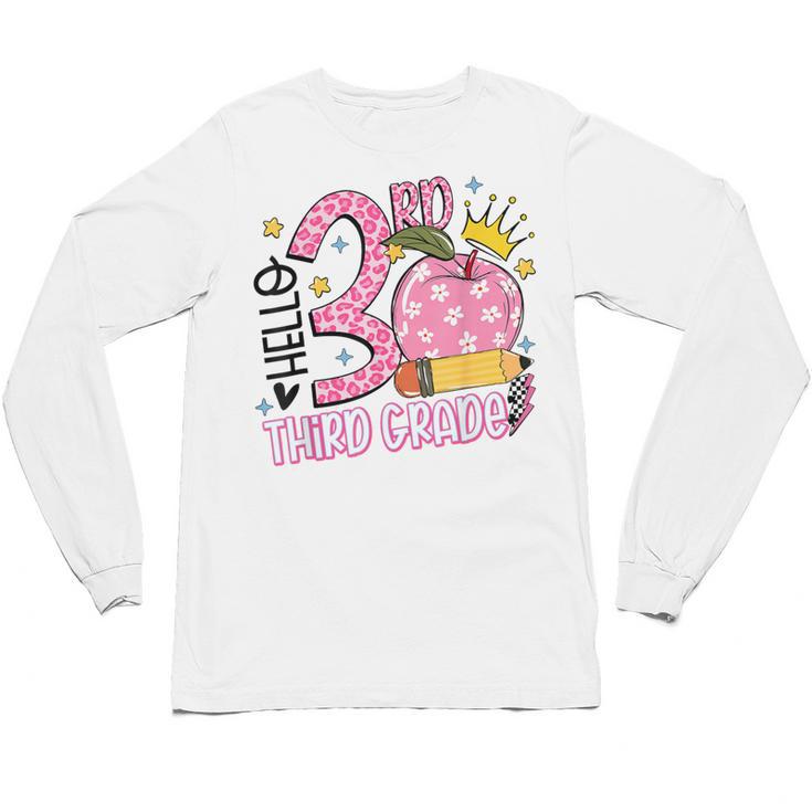 Hello 3rd Third Grade Back To School Pink Leopard Teacher Unisex Long Sleeve T-Shirt, trending gift Hello 3rd Third Grade Back To School Pink Leopard Teacher Unisex Long Sleeve T-Shirt, trending gift