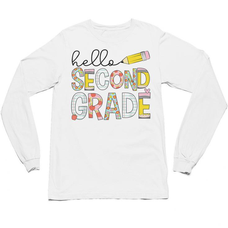 Hello Second Grade Team 2nd Grade Back To School Teacher Kid Unisex Long Sleeve T-Shirt