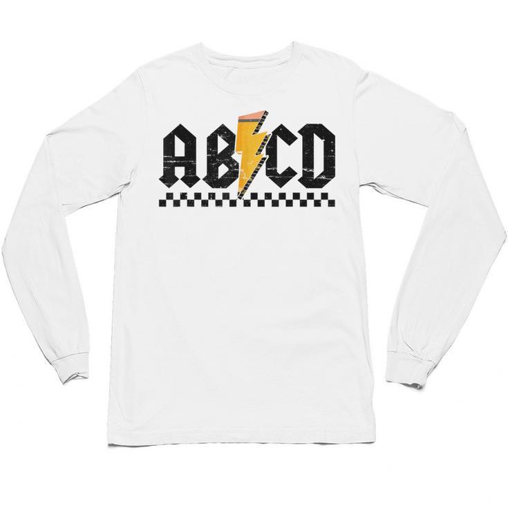 Lightning Pencil Rock'n Roll ABCD Teacher Back To School Kid Unisex Long Sleeve T-Shirt