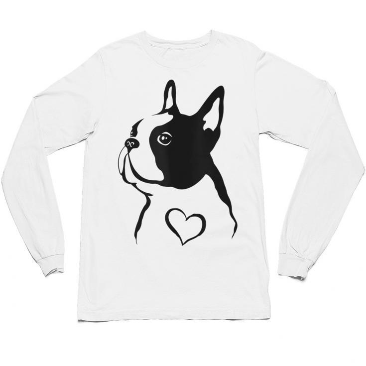 I Love My Boston Terrier Dog With Heart Unisex Long Sleeve T-Shirt