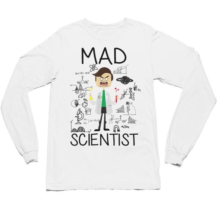 Mad Scientist Shirt Kids Boys Youth Science Teacher Unisex Long Sleeve T-Shirt