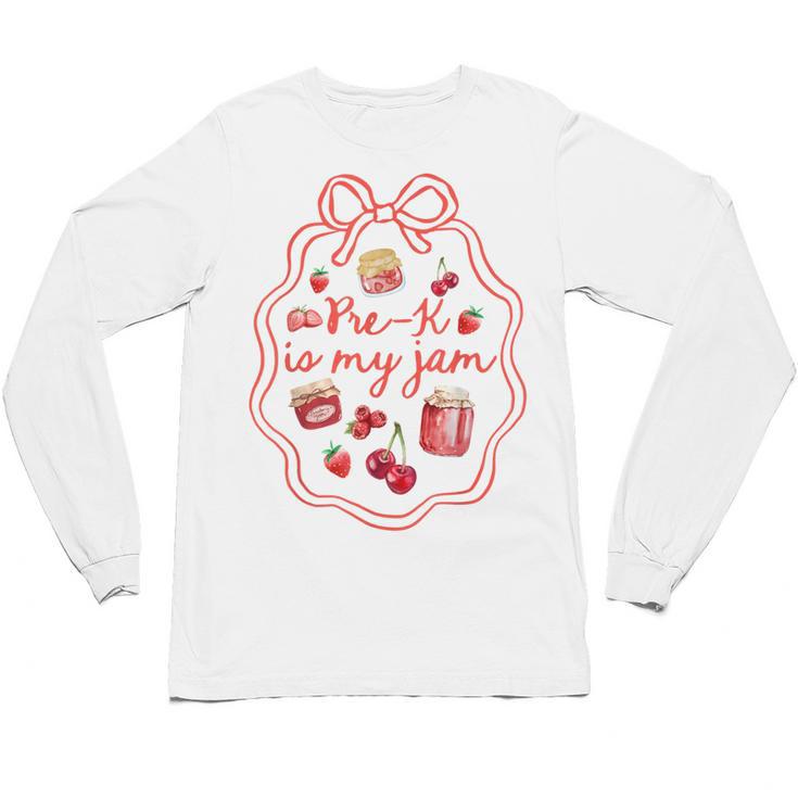 Preschool Pre-K Is My Jam Strawberry Girl Teacher Kids Unisex Long Sleeve T-Shirt
