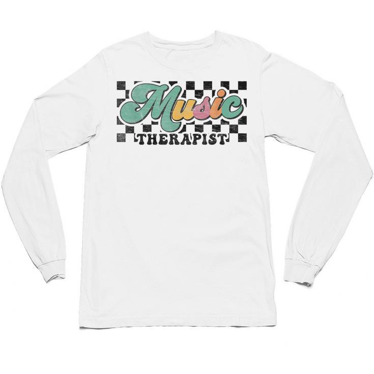 Retro Checkered Music Therapist Squad Music Therapy Teacher For Men Women Unisex Long Sleeve T-Shirt