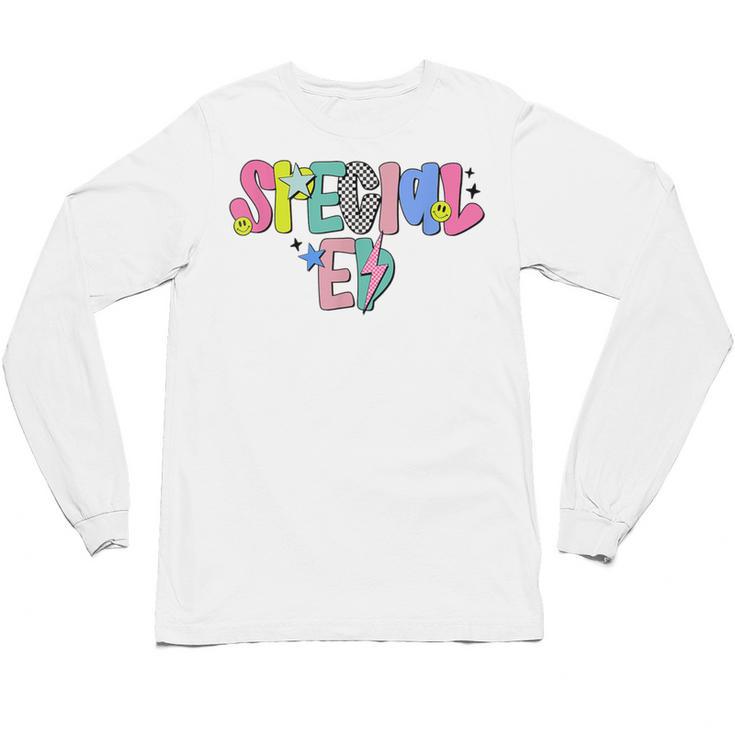Retro Checkered Special Education Teacher Back To School Unisex Long Sleeve T-Shirt