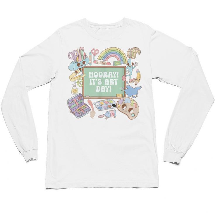 Retro Hooray It's Art Day Art Teacher Back To School Women Unisex Long Sleeve T-Shirt