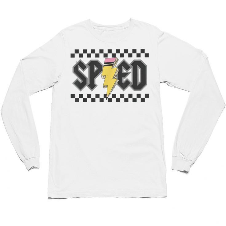 Retro SPED Teacher Pencil Lightning Bolt Back To School Unisex Long Sleeve T-Shirt