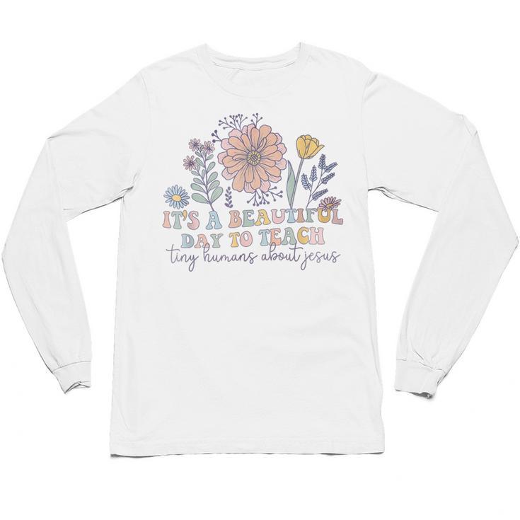 Retro I Teach Tiny Humans About Jesus Christian Teacher Unisex Long Sleeve T-Shirt