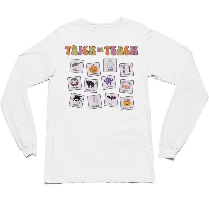 Retro Trick Or Treat Halloween Special Education Teacher Unisex Long Sleeve T-Shirt