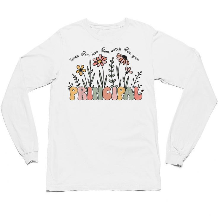 Retro Vintage Floral Principal Shirt For Women Teachers Day Unisex Long Sleeve T-Shirt