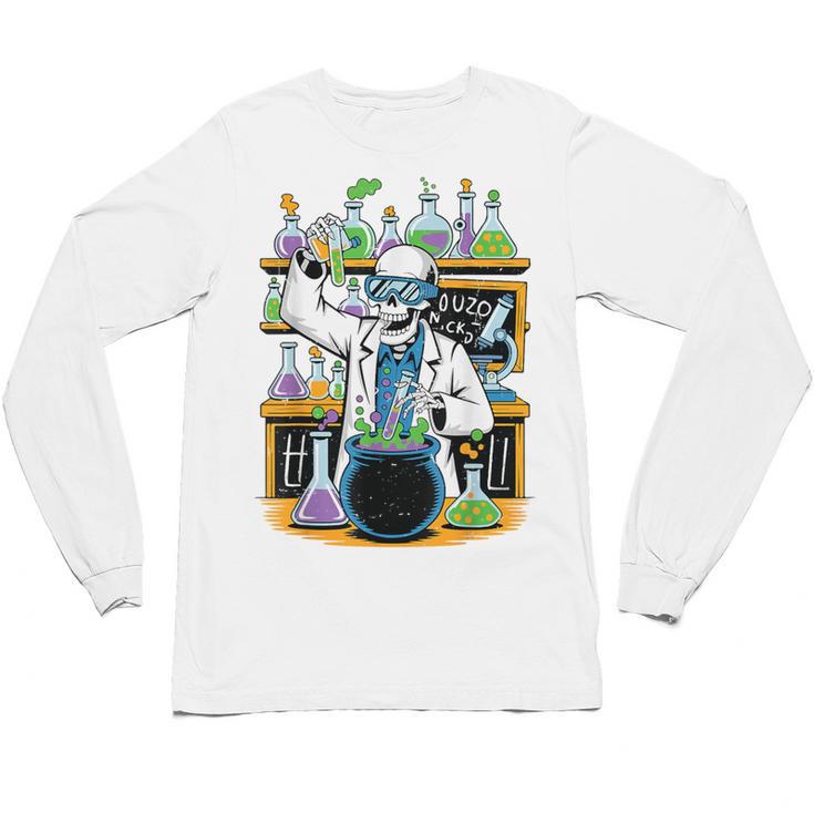 Skeleton Mad Scientist Halloween Costume Science Teacher Unisex Long Sleeve T-Shirt