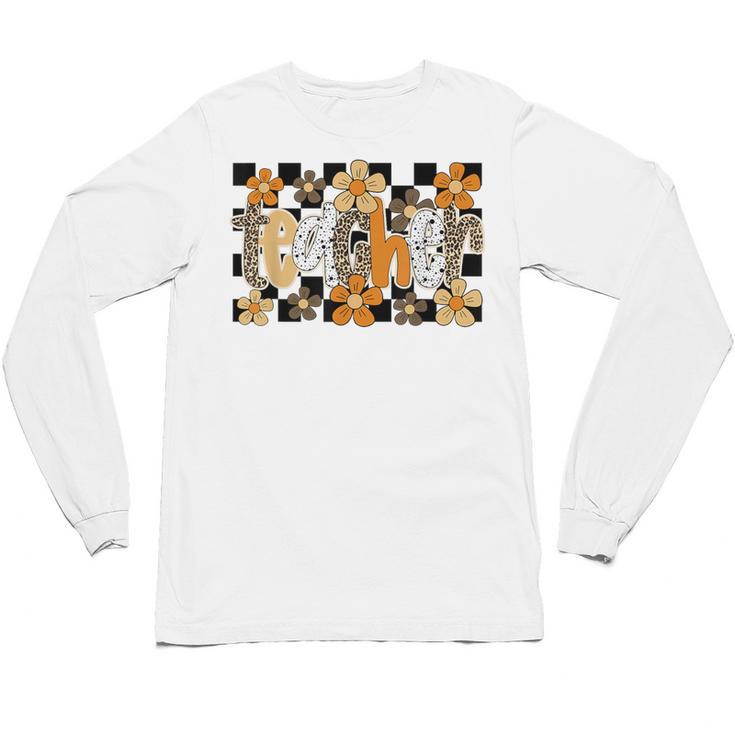 Teacher Appreciation Boho Floral Leopard Checkered Unisex Long Sleeve T-Shirt