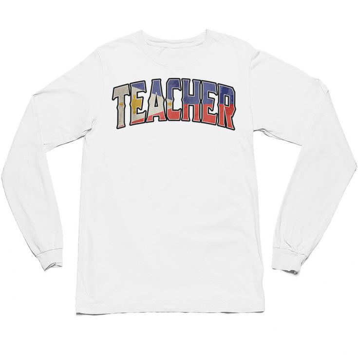 Teacher Filipino Vintage Heritage DNA Flag Unisex Long Sleeve T-Shirt