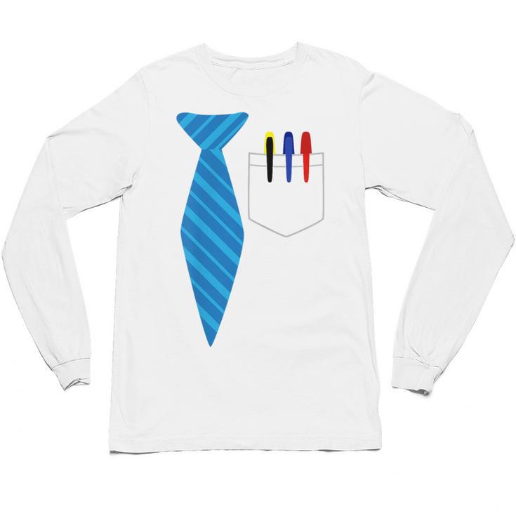 Teacher Tie & Pocket Protector Costume School Unisex Long Sleeve T-Shirt
