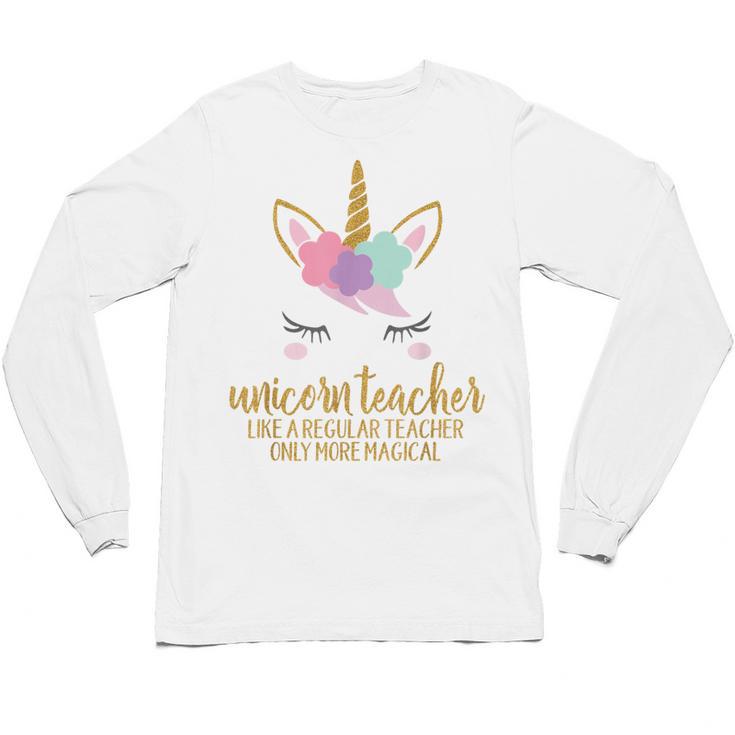 Unicorn Teacher Shirt For Women School Teacher Unisex Long Sleeve T-Shirt