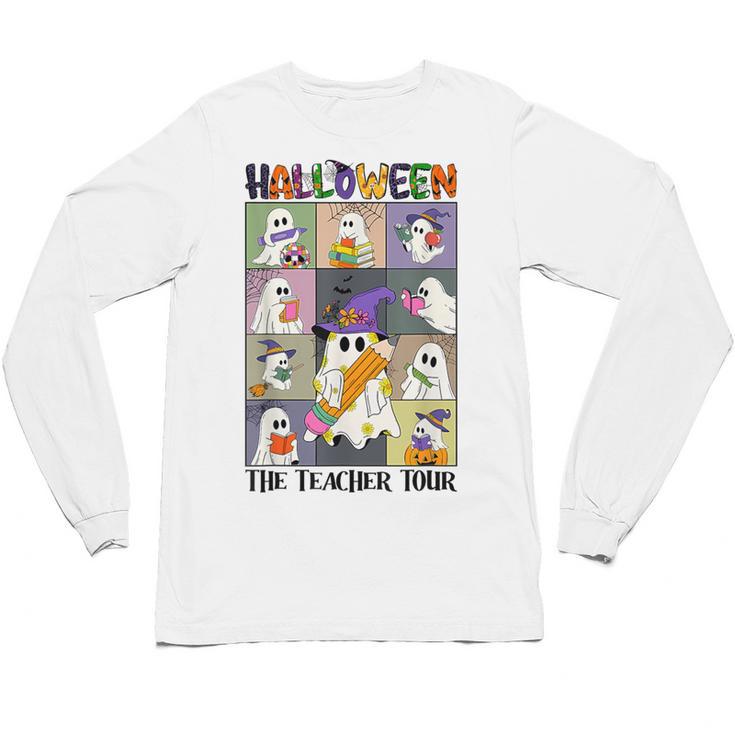 Women Halloween The Teacher Tour Ghosts Pencil Pumpkins Unisex Long Sleeve T-Shirt