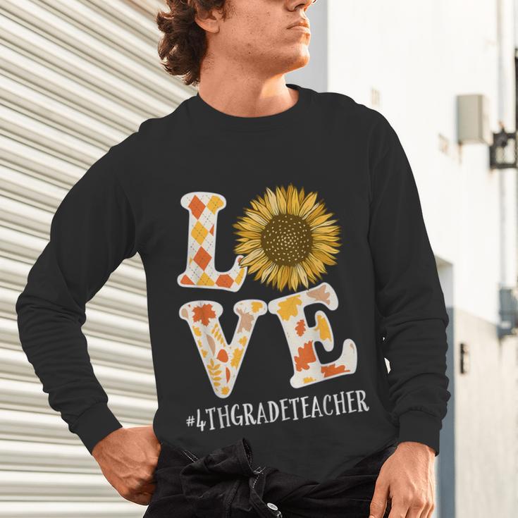 4th Grade Teacher Love Autumn Fall Sunflower Appreciation Unisex Long Sleeve T-Shirt, gift for family, gift for coworker