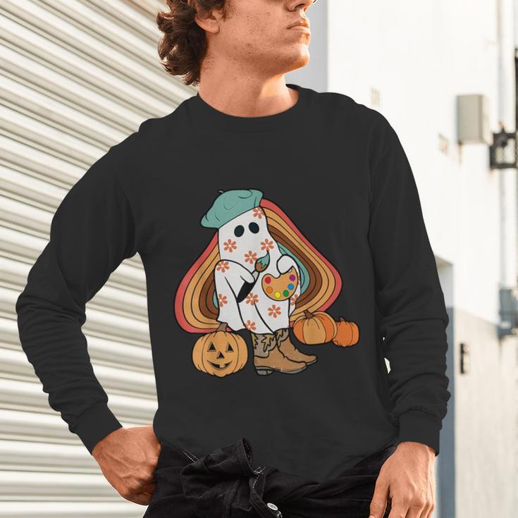 Art Teacher Painting Brushes Retro Pumpkin Ghost Artist Unisex Long Sleeve T-Shirt, gift for family, gift for coworker Art Teacher Painting Brushes Retro Pumpkin Ghost Artist Unisex Long Sleeve T-Shirt, gift for family, gift for coworker
