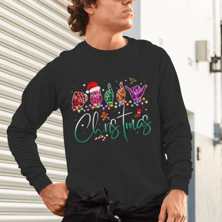 ASL Christmas Buffalo Plaid Teacher American Sign Language Unisex Long Sleeve T-Shirt, gift for family, gift for coworker ASL Christmas Buffalo Plaid Teacher American Sign Language Unisex Long Sleeve T-Shirt, gift for family, gift for coworker