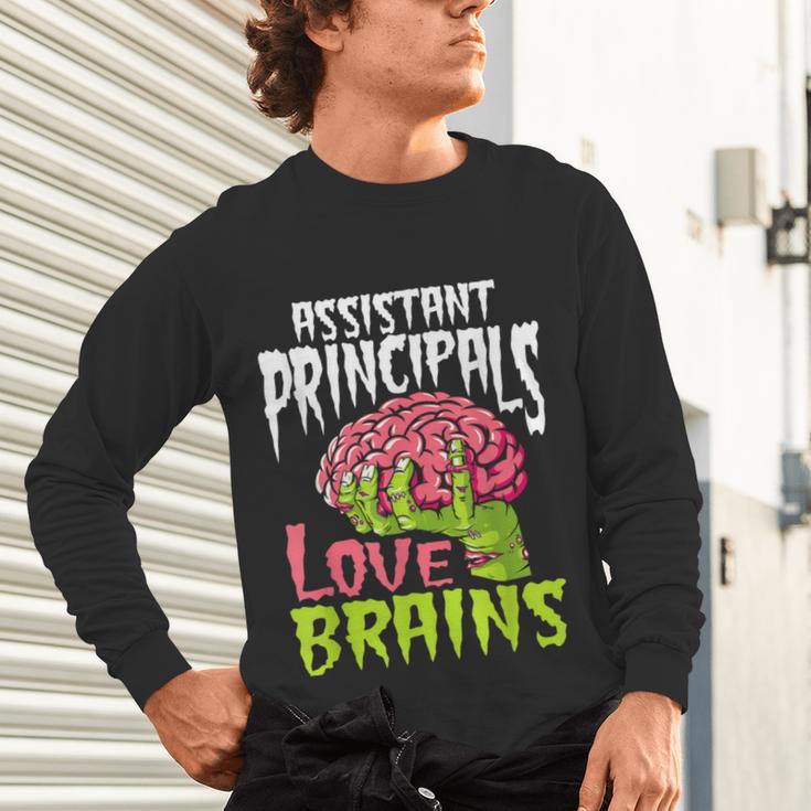 Assistant Principals Love Brains Zombie Teacher Halloween Unisex Long Sleeve T-Shirt, gift for family, gift for coworker