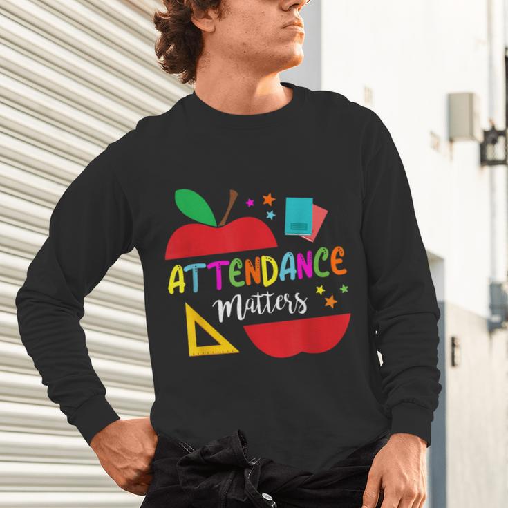 Attendance Matters Teacher Apple For Back To School Unisex Long Sleeve T-Shirt, gift for family, gift for coworker Attendance Matters Teacher Apple For Back To School Unisex Long Sleeve T-Shirt, gift for family, gift for coworker