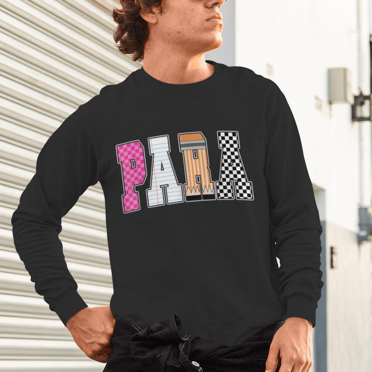Back To School Teacher Para Preppy Checkered Para Life Unisex Long Sleeve T-Shirt, gift for family, gift for coworker