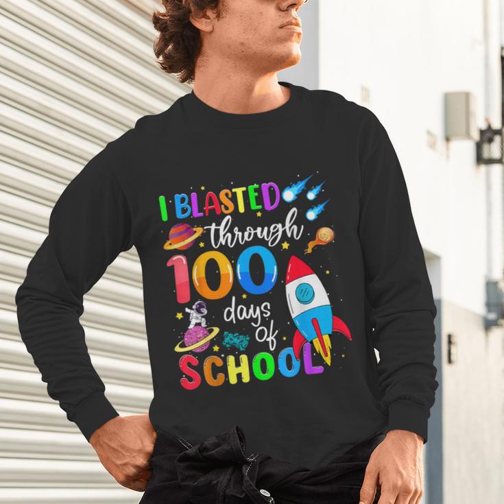 I Blasted Through 100 Days Of School 100th Day Teacher Kids Unisex Long Sleeve T-Shirt, gift for family, gift for coworker