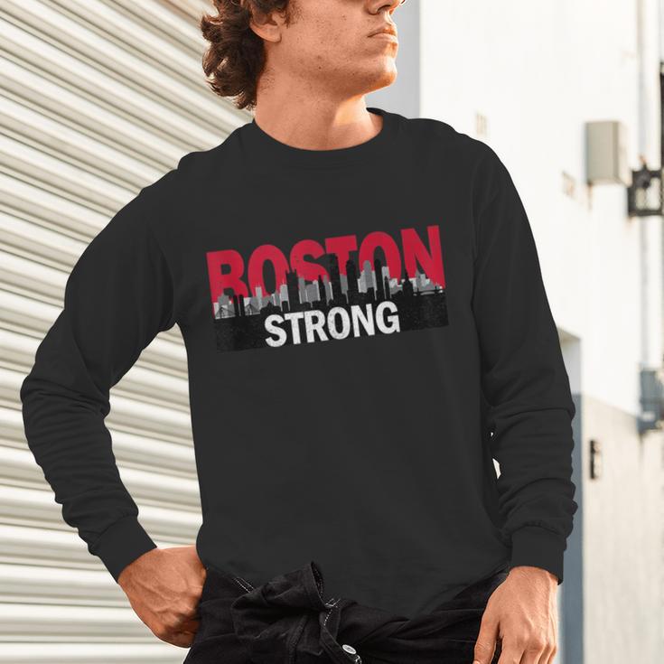 Boston Strong Logo Vintage Boston City Skyline Unisex Long Sleeve T-Shirt, gift for family, gift for coworker