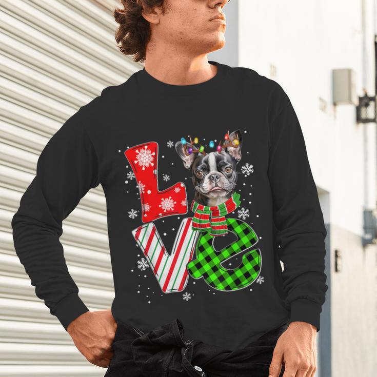 Boston Terrier Christmas Tree Lights Santa Dog Xmas For Men Women Kids Unisex Long Sleeve T-Shirt, gift for family, gift for coworker