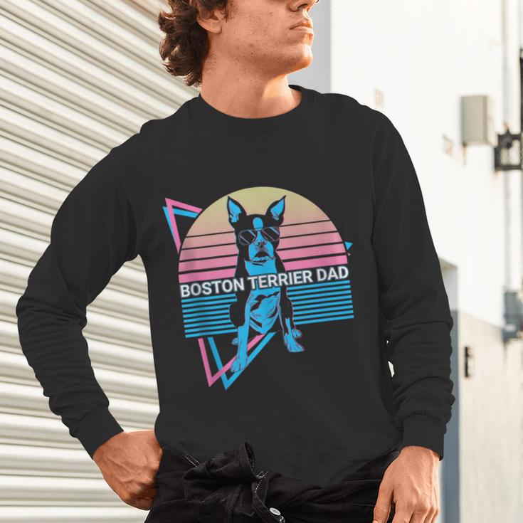 Boston Terrier Dad Retro Unisex Long Sleeve T-Shirt, gift for family, gift for coworker