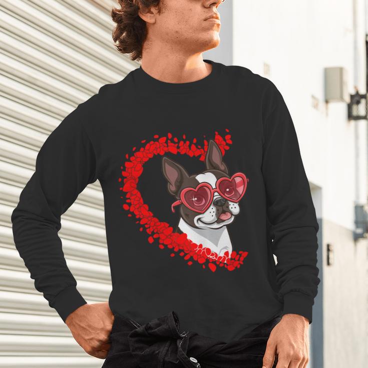 Boston Terrier Dog Mom Dad Valentine’s Day Pet Lover For Men Women Kids Unisex Long Sleeve T-Shirt, gift for family, gift for coworker
