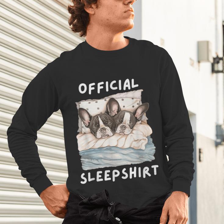 Boston Terrier Dog Official Sleepshirt Pajamas Nightgown Men Women Girls Kids Unisex Long Sleeve T-Shirt, gift for family, gift for coworker