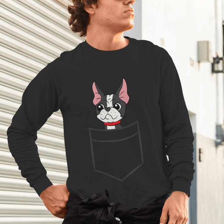 Boston Terrier Dog In The Pocket Boston Terrier For Men Women Girls Kids Unisex Long Sleeve T-Shirt, gift for family, gift for coworker