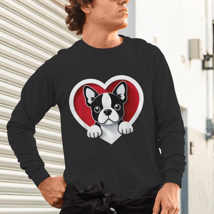 Boston Terrier Heart Cute Puppy Lover Or Dog Owner Unisex Long Sleeve T-Shirt, gift for family, gift for coworker