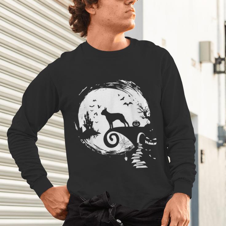 Boston Terrier And Moon Halloween Costume Dog Lover Unisex Long Sleeve T-Shirt, gift for family, gift for coworker