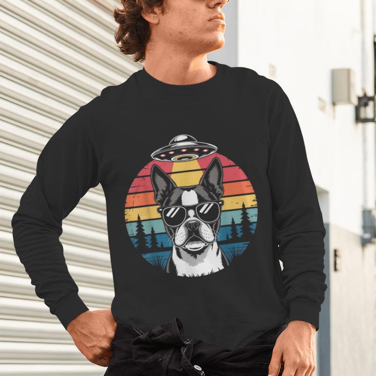 Boston Terrier UFO Alien Boston Terrier Dog Mom Dad Unisex Long Sleeve T-Shirt, gift for family, gift for coworker